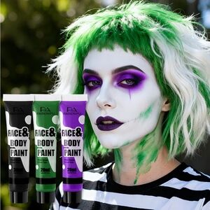 Face Body Paint Water Based Non Toxic Joker Halloween Cosplay Black Green Purple